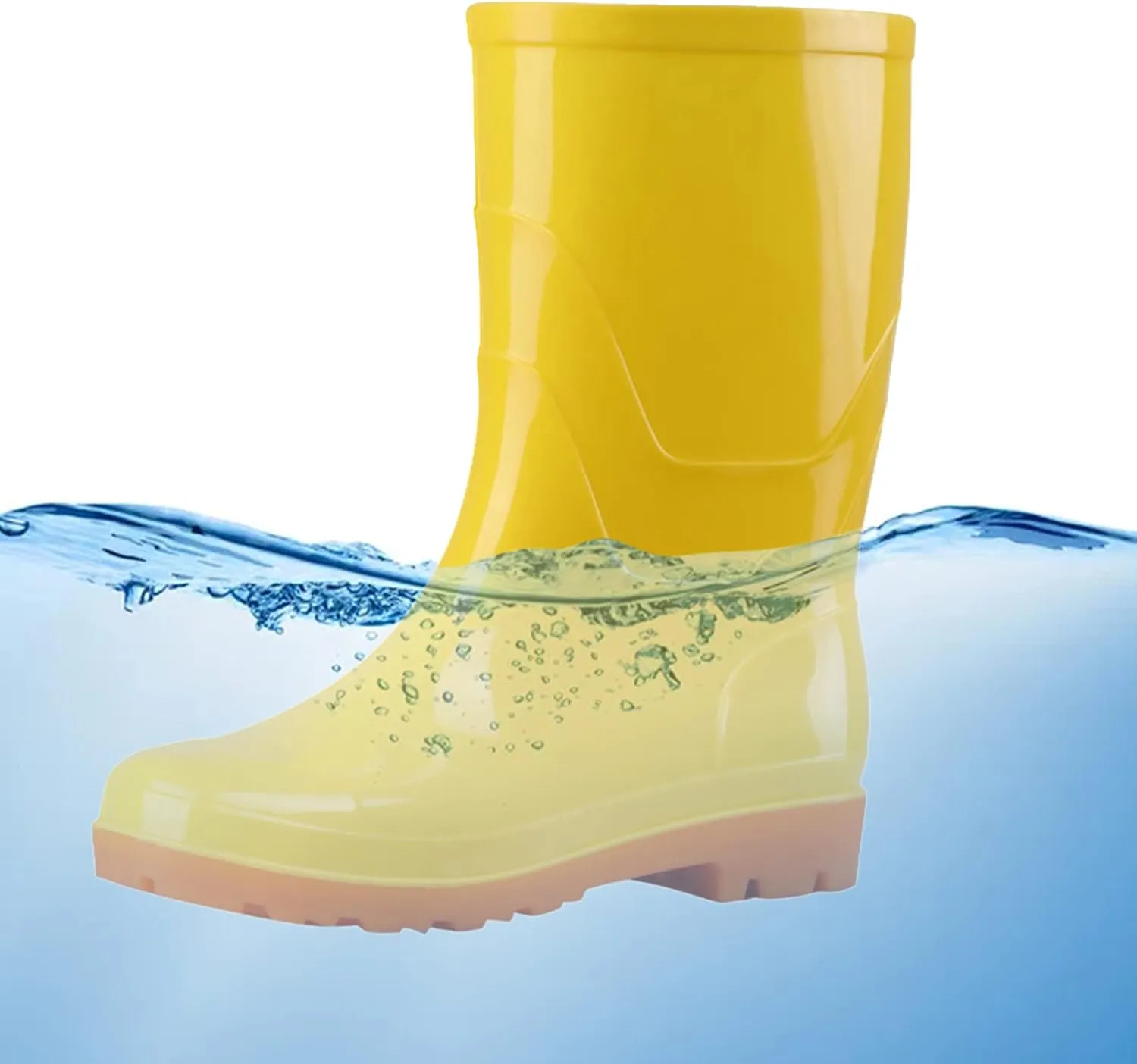 Womens Rain Boots Women's Mid Calf Rain Boots Waterproof Garden Shoes Comfortable Slip On Tall Rain Boots for Women