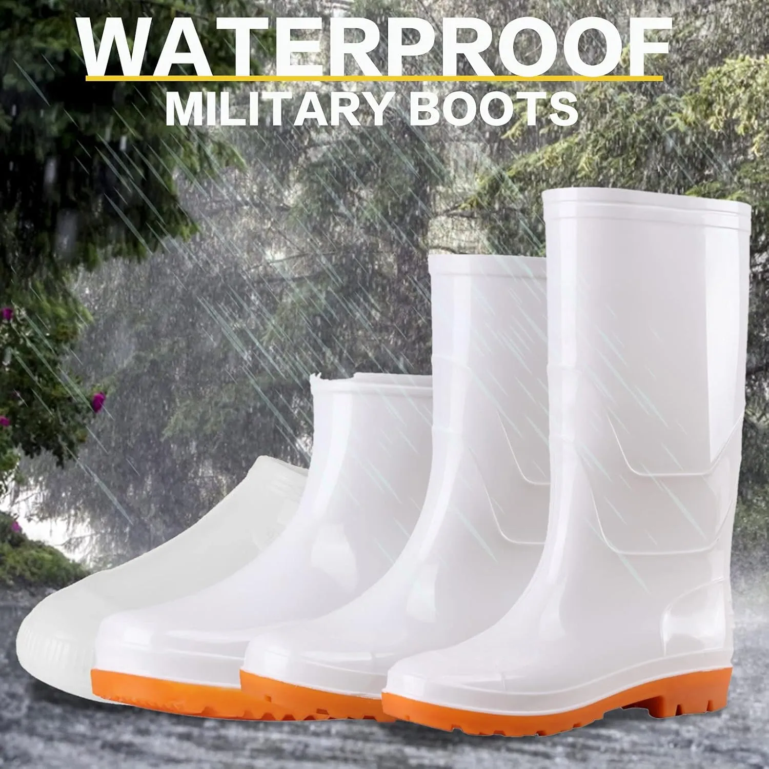 Womens Rain Boots Women's Mid Calf Rain Boots Waterproof Garden Shoes Comfortable Slip On Tall Rain Boots for Women