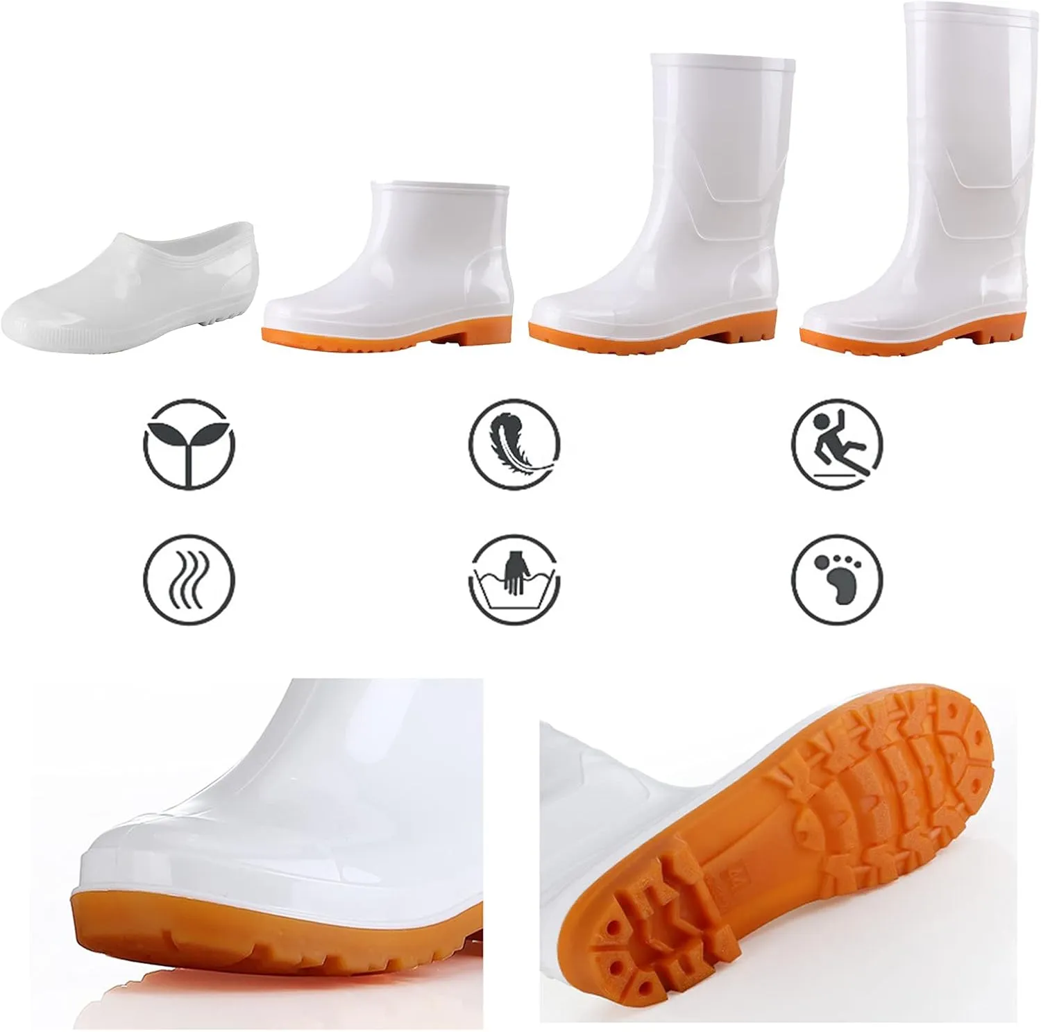 Womens Rain Boots Women's Mid Calf Rain Boots Waterproof Garden Shoes Comfortable Slip On Tall Rain Boots for Women