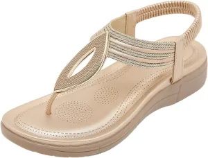 Women's Sandals New Summer Comfortable Fashion Retro Ethnic Style Light Beach Vacation Elastic Insoles for Sandals