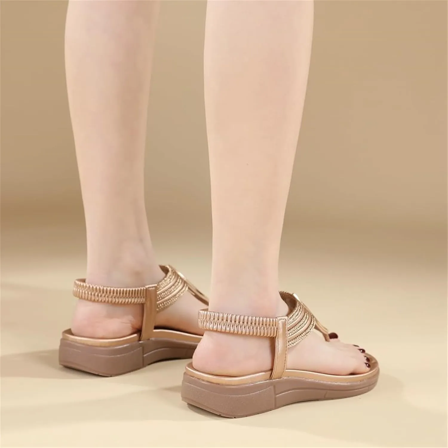 Women's Sandals New Summer Comfortable Fashion Retro Ethnic Style Light Beach Vacation Elastic Insoles for Sandals
