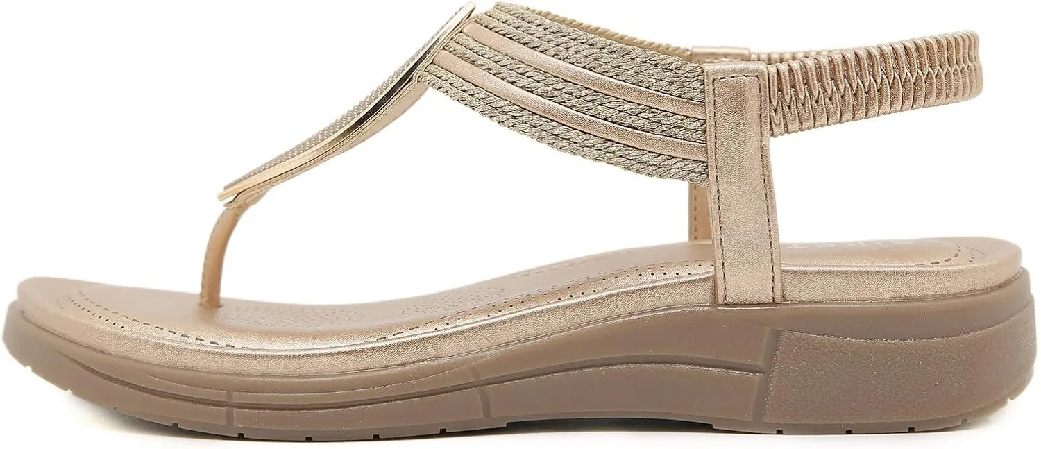 Women's Sandals New Summer Comfortable Fashion Retro Ethnic Style Light Beach Vacation Elastic Insoles for Sandals
