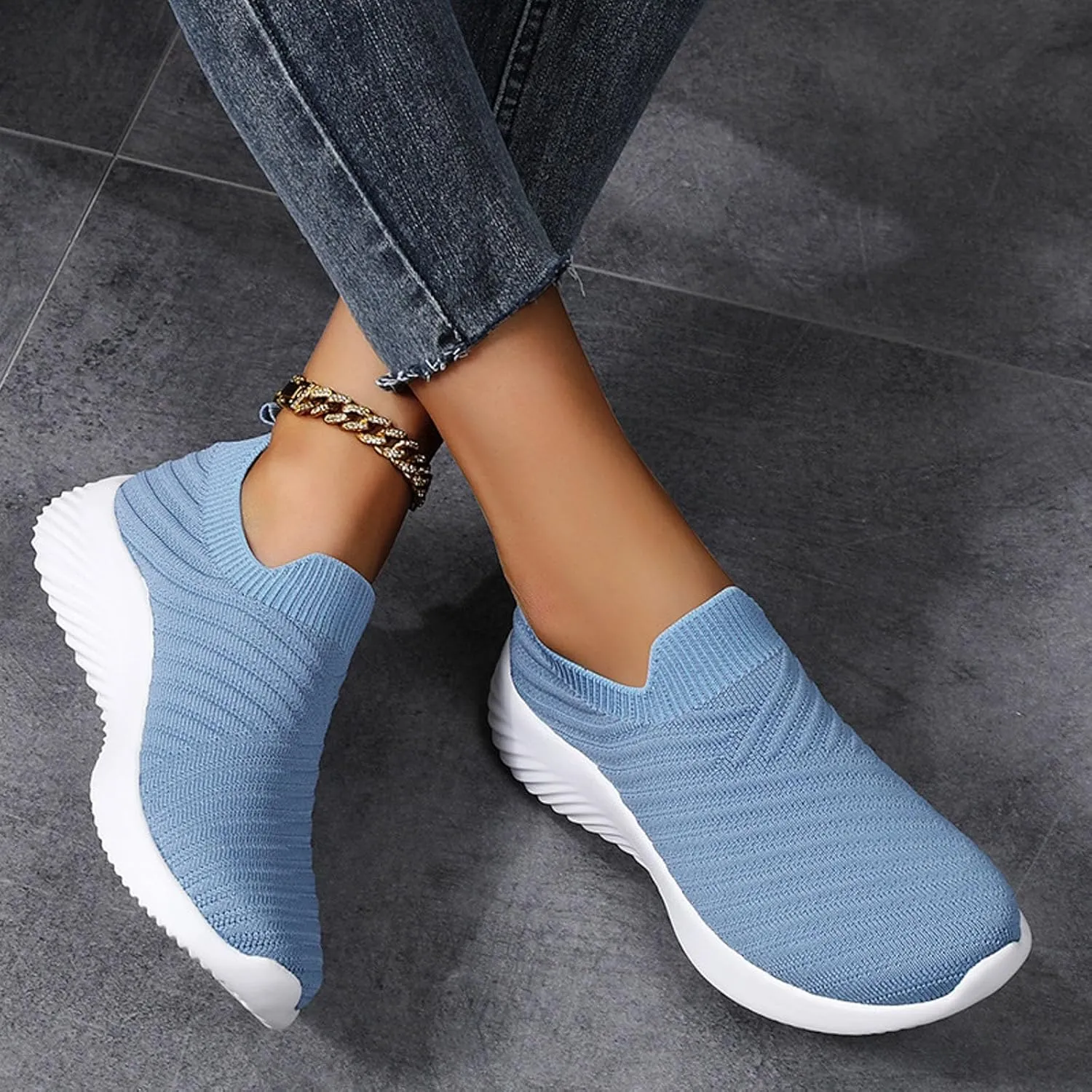 Womens Slip on Walking Shoes Comfort Lightweight Breathable Sock Shoes Mesh Casual Fashion Tennis Running Sneakers