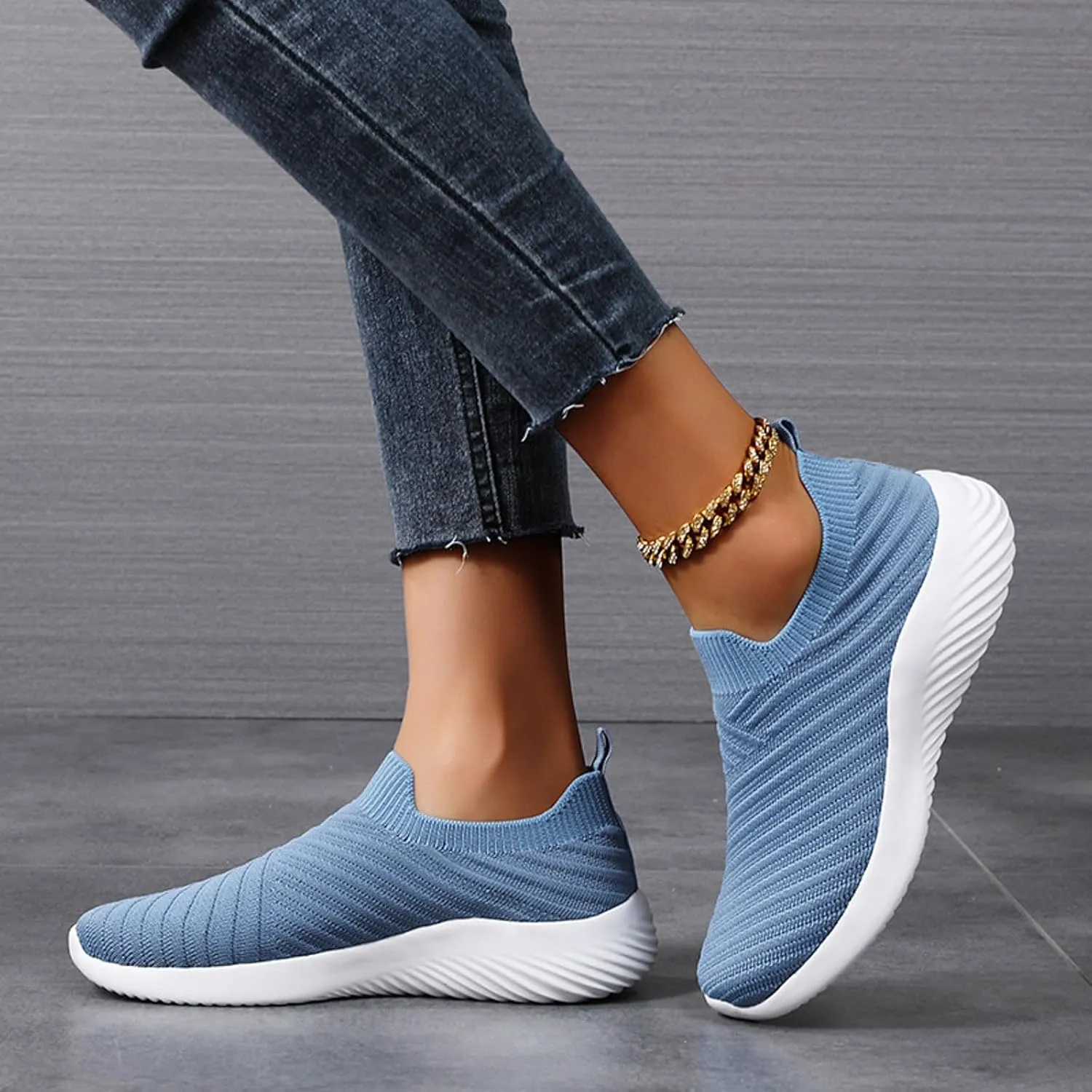 Womens Slip on Walking Shoes Comfort Lightweight Breathable Sock Shoes Mesh Casual Fashion Tennis Running Sneakers