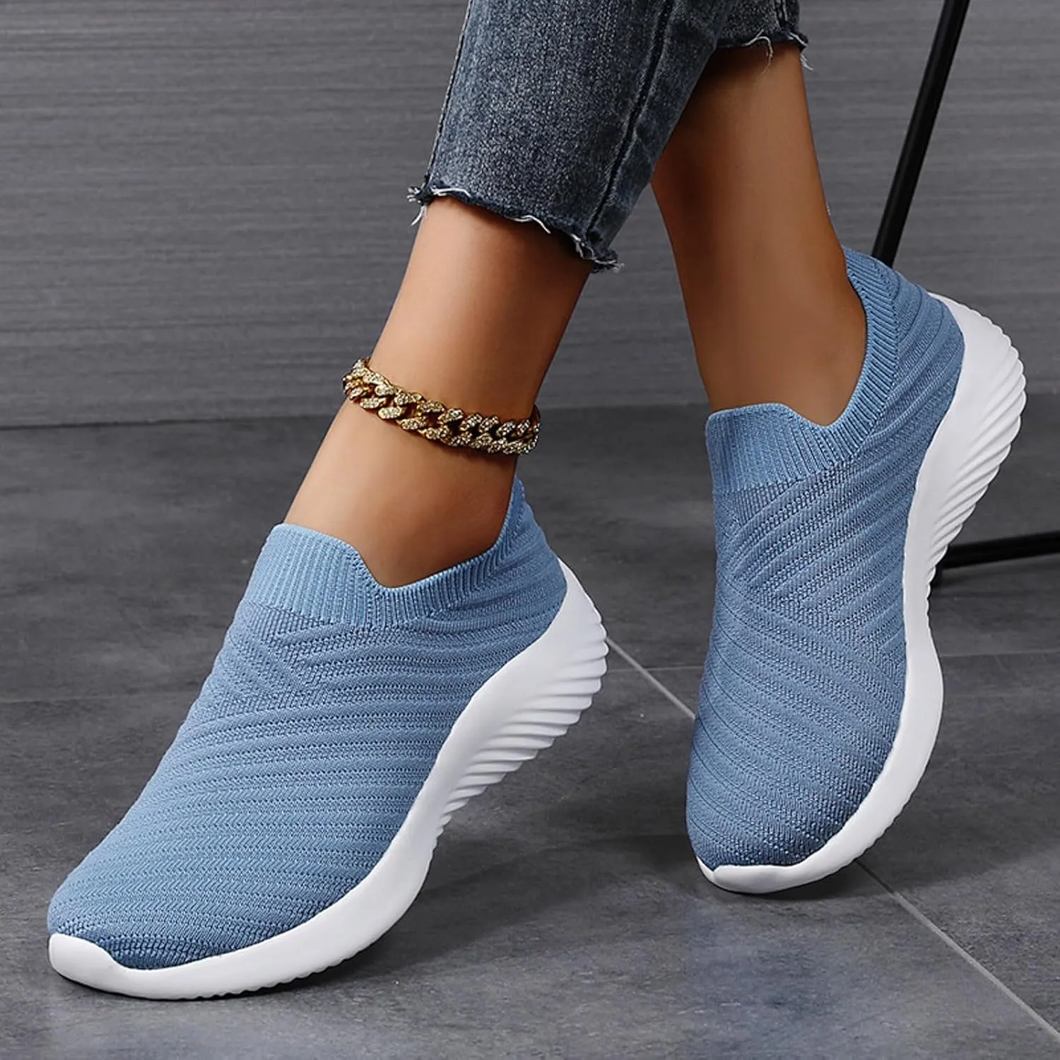 Womens Slip on Walking Shoes Comfort Lightweight Breathable Sock Shoes Mesh Casual Fashion Tennis Running Sneakers