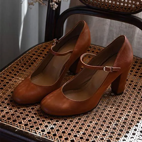Women's Vintage Round-Toe Mary Jane Pumps 40471724C