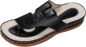 Womens Wedge Flip Flops Arch Support Casual Platform Thong Sandals Slip On Orthopedic Sandal with Cushion Footbed