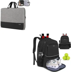 Ytonet Laptop Case 15.6 inch TSA Laptop Bag Laptop Sleeve Water Resistant Computer Case Laptop Carrying Case, Tennis Bag Tennis Backpack for Women Men 2 Rackets