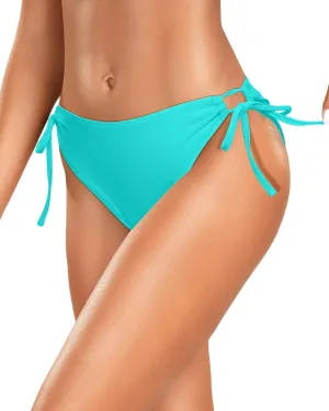Zmart String Tie Side Bikini Bottoms - Women Full Coverage Swimsuit Bottom Mid Rise Mid Waist Swim Bathing Suit Bottom