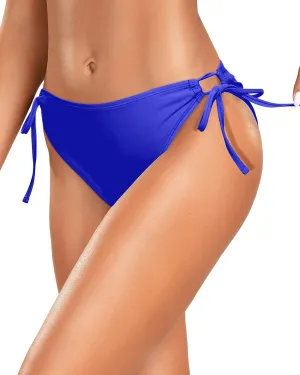 Zmart String Tie Side Bikini Bottoms - Women Full Coverage Swimsuit Bottom Mid Rise Mid Waist Swim Bathing Suit Bottom