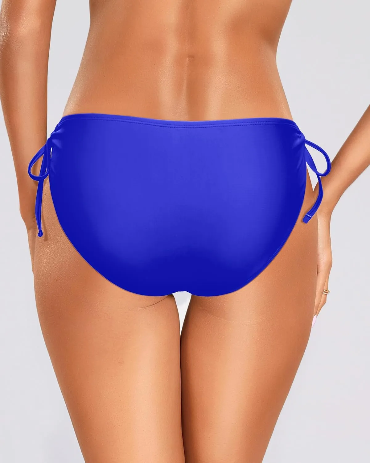 Zmart String Tie Side Bikini Bottoms - Women Full Coverage Swimsuit Bottom Mid Rise Mid Waist Swim Bathing Suit Bottom