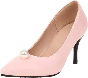 ZSpzx Stiletto Heel Sandals for Women Closed Toe Slip On Mid Heels Backless Sandal with Pearl Decor Orthopedic Comfortable Cushion Footbed Arch Support Cute Dressy Shoes for Outdoor Indoor Daily Wear